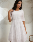 Aurea Scallop Embroidered Dress