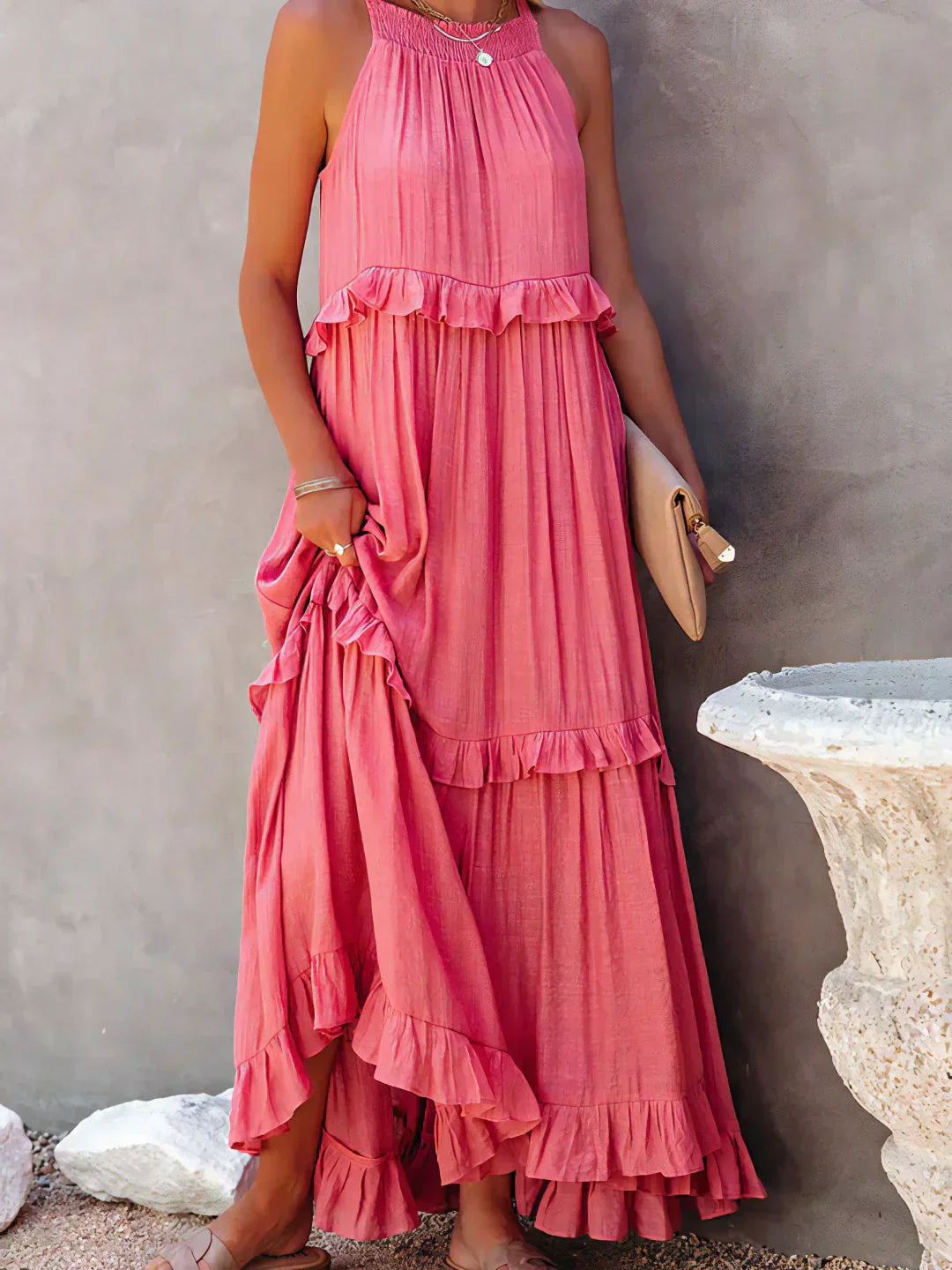 Louise Halter Ruffle Maxi Dress