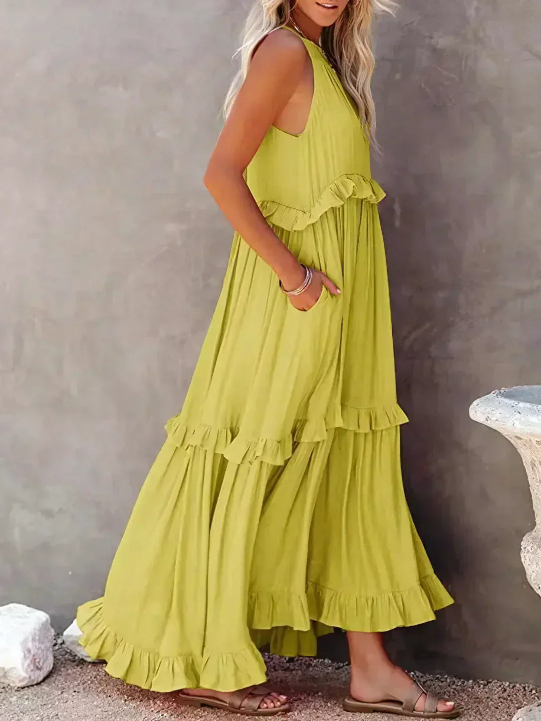 Louise Halter Ruffle Maxi Dress