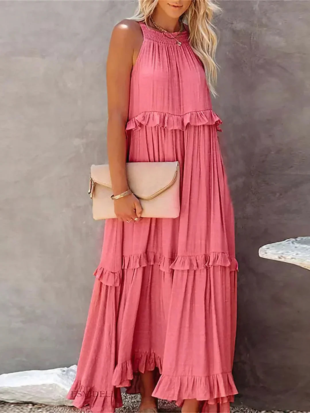 Louise Halter Ruffle Maxi Dress