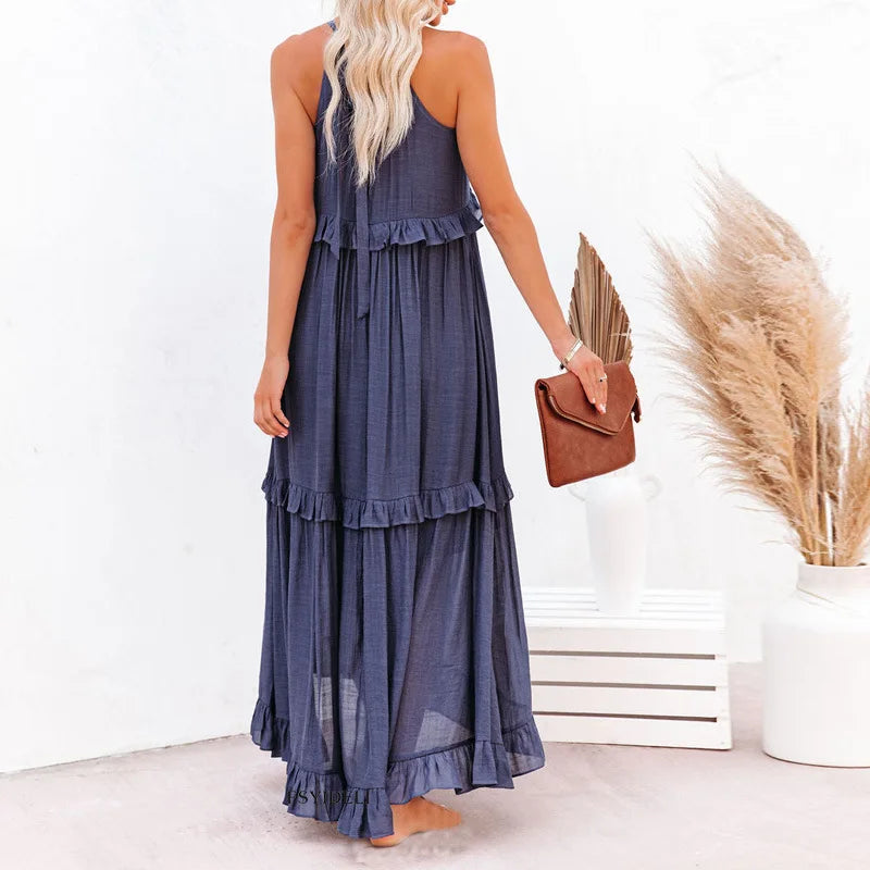 Louise Halter Ruffle Maxi Dress