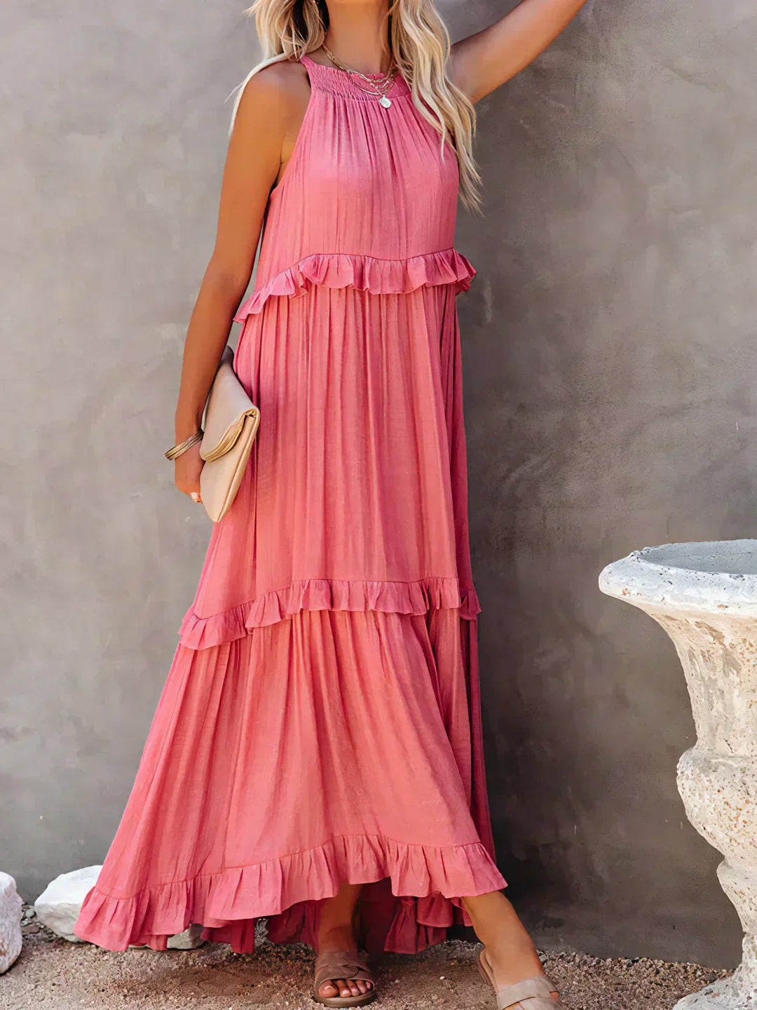 Louise Halter Ruffle Maxi Dress