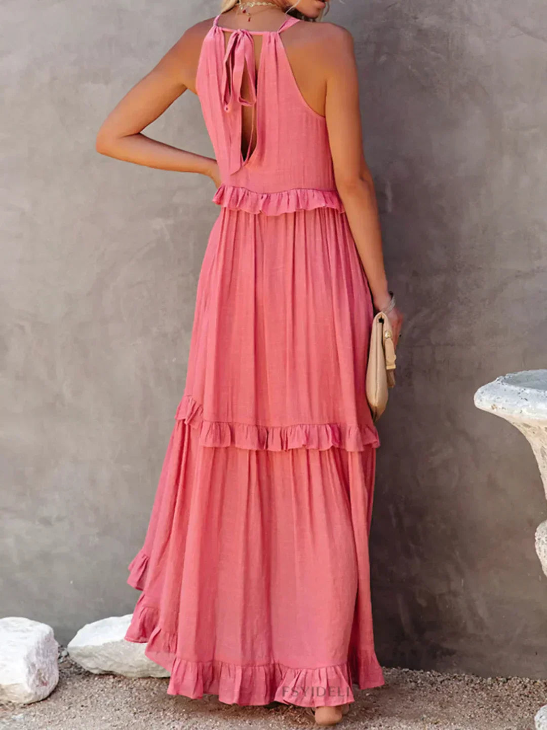 Louise Halter Ruffle Maxi Dress