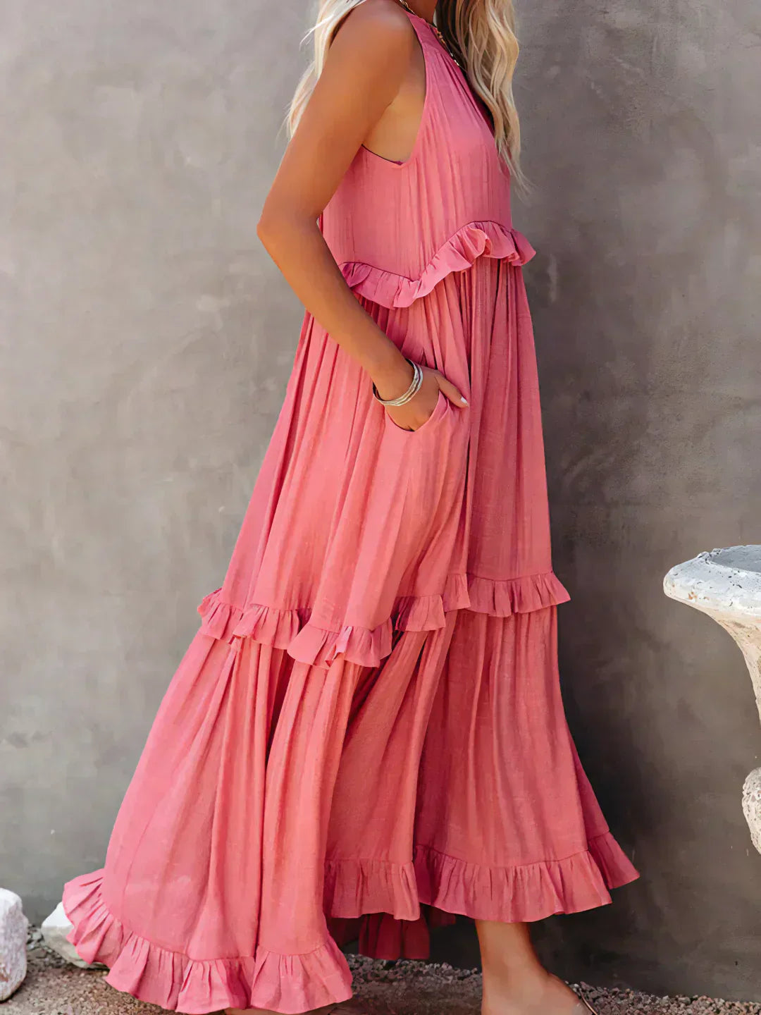 Louise Halter Ruffle Maxi Dress